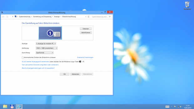 Full-HD-Display des Surface Pro. Die Bedienungselemente mit dem Finger zu treffen, ist nicht einfach. Auch mit dem Stift ist das pixelgenaue Treffen eine Herausforderung.(Bild: Screenshot: Golem.de)
